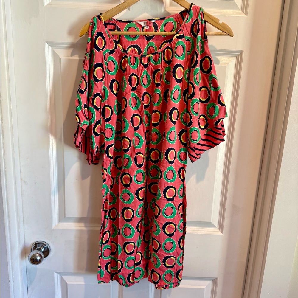Crown & Ivy Pink and Green Patterned Mini Dress